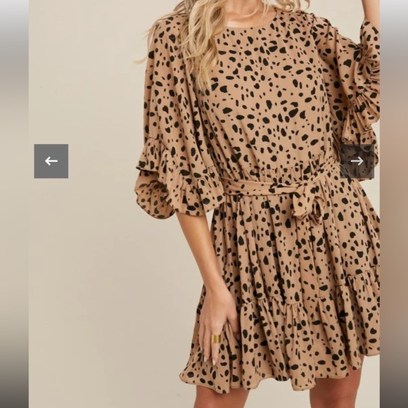Dalmatian Print Ruffled Sleeve Dress - Picture 2 of 3